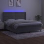 Box spring bed with mattress and LED light gray velvet 180x200 cm by , Beds and slatted bases - Ref: Foro24-3139637, Price: 5...
