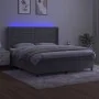 Box spring bed with mattress and LED light gray velvet 180x200 cm by , Beds and slatted bases - Ref: Foro24-3139637, Price: 5...