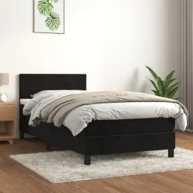 Box spring bed with black synthetic leather mattress 90x190 cm by , Beds and slatted bases - Ref: Foro24-3141337, Price: 277,...