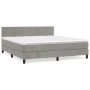 Box spring bed with light gray velvet mattress 180x200 cm by , Beds and slatted bases - Ref: Foro24-3141377, Price: 495,99 €,...