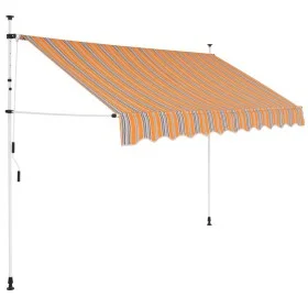 Manual retractable awning 250 cm yellow and blue striped by vidaXL, Awnings - Ref: Foro24-43227, Price: 84,80 €, Discount: %