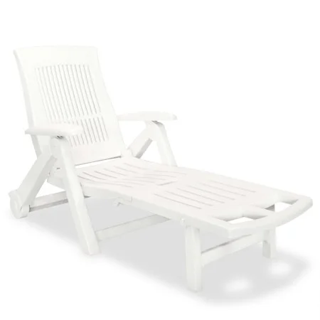 White plastic sun lounger with footrest by , Loungers - Ref: Foro24-43586, Price: 170,74 €, Discount: %