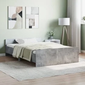 Estructura de cama con cabecero piecero gris hormigón 120x190cm de , Camas y somieres - Ref: Foro24-3203778, Precio: 112,46 €...