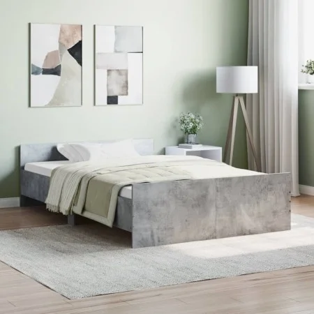 Concrete gray bed frame with headboard and footboard 120x190cm by , Beds and slatted bases - Ref: Foro24-3203778, Price: 111,...