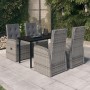 Juego de comedor de jardín 5 piezas con cojines gris