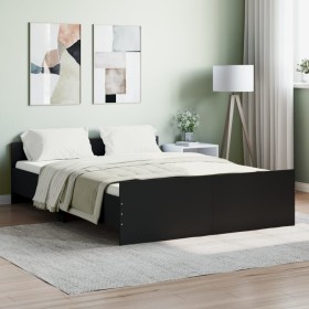 Bed frame with black headboard and footboard 135x190cm by , Beds and slatted bases - Ref: Foro24-3203790, Price: 112,68 €, Di...