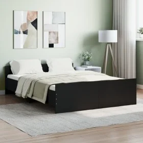 Bed frame with black headboard and footboard 135x190cm by , Beds and slatted bases - Ref: Foro24-3203790, Price: 111,32 €, Di...