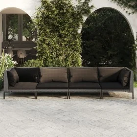 4-piece garden sofas and dark gray synthetic rattan cushions by , Garden sets - Ref: Foro24-3099816, Price: 365,11 €, Discoun...
