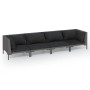 4-teilige Gartensofas und dunkelgraue Kissen aus synthetischem Rattan von , Gartensets - Ref: Foro24-3099816, Preis: 392,38 €...