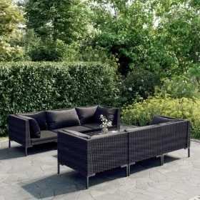 7-piece garden sofas and dark gray synthetic rattan cushions by , Garden sets - Ref: Foro24-3099800, Price: 549,03 €, Discoun...
