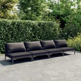 4-piece garden sofas and dark gray synthetic rattan cushions by , Garden sets - Ref: Foro24-3099814, Price: 368,87 €, Discoun...