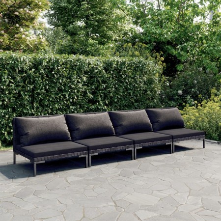 Sofás de jardín 4 piezas y cojines ratán sintético gris oscuro | Foro24.es | Tu tienda online para hogar, jardín y más Foro24.es
