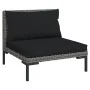 4-piece garden sofas and dark gray synthetic rattan cushions by , Garden sets - Ref: Foro24-3099814, Price: 368,87 €, Discoun...