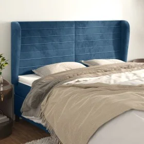 Headboard with dark blue velvet ears 183x23x118/128 cm by , Headboards and footboards - Ref: Foro24-3118160, Price: 127,46 €,...
