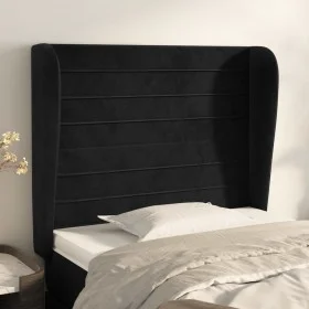 Kopfteil mit Ohren aus schwarzem Samt, 93 x 23 x 118/128 cm von , Kopf- und Fußteile - Ref: Foro24-3118134, Preis: 76,44 €, R...