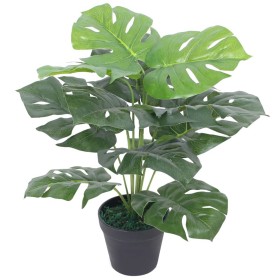Planta de monstera artificial con maceta verde 45 cm