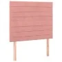 Pink velvet headboard with LED lights 90x5x118/128 cm by , Headboards and footboards - Ref: Foro24-3122605, Price: 65,24 €, D...