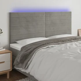 Hellgraues Samtkopfteil mit LED-Leuchten, 180 x 5 x 118/128 cm von , Kopf- und Fußteile - Ref: Foro24-3122624, Preis: 93,01 €...