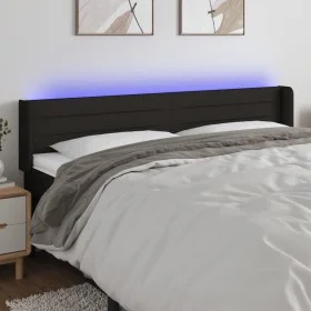 Kopfteil aus schwarzem Stoff mit LED 183x16x78/88 cm von , Kopf- und Fußteile - Ref: Foro24-3123392, Preis: 74,26 €, Rabatt: %