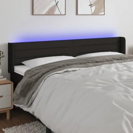 Black fabric headboard with LED 183x16x78/88 cm by , Headboards and footboards - Ref: Foro24-3123392, Price: 74,26 €, Discoun...
