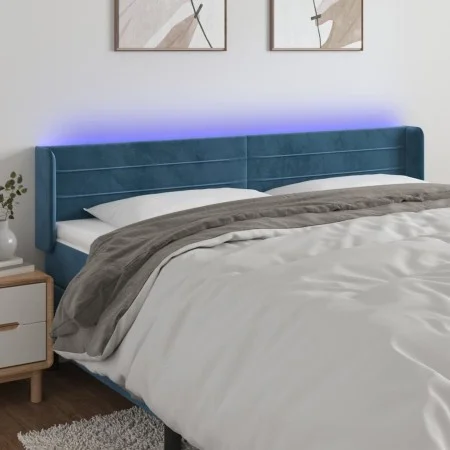 LED-Kopfteil aus dunkelblauem Samt, 183 x 16 x 78/88 cm von , Kopf- und Fußteile - Ref: Foro24-3123440, Preis: 74,38 €, Rabat...