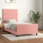 Pink velvet bed frame with headboard 90x200 cm by , Beds and slatted bases - Ref: Foro24-3125799, Price: 153,31 €, Discount: %