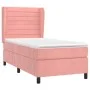 Box spring bed with pink velvet mattress 100x200 cm by , Beds and slatted bases - Ref: Foro24-3129260, Price: 336,02 €, Disco...