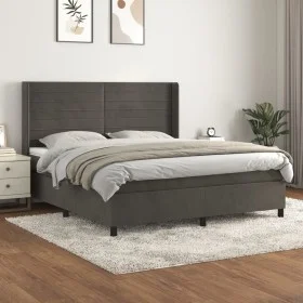 Cama box spring con colchón terciopelo gris oscuro 180x200 cm de , Camas y somieres - Ref: Foro24-3132754, Precio: 549,13 €, ...