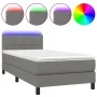 Box spring bed mattress and LED lights dark gray fabric 90x200 cm by , Beds and slatted bases - Ref: Foro24-3133126, Price: 2...