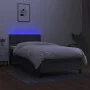 Box spring bed mattress and LED lights dark gray fabric 90x200 cm by , Beds and slatted bases - Ref: Foro24-3133126, Price: 2...