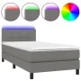 Box spring bed mattress and LED lights dark gray fabric 90x190 cm by , Beds and slatted bases - Ref: Foro24-3133118, Price: 3...