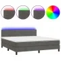 Box spring bed with mattress and LED dark gray velvet 180x200 cm by , Beds and slatted bases - Ref: Foro24-3134478, Price: 48...