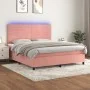 Box spring bed with mattress and LED pink velvet 180x200 cm by , Beds and slatted bases - Ref: Foro24-3136202, Price: 572,26 ...