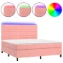 Box spring bed with mattress and LED pink velvet 180x200 cm by , Beds and slatted bases - Ref: Foro24-3136202, Price: 572,26 ...