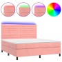 Boxspringbett mit Matratze und LED-Rosa-Samt 180x200 cm von , Betten und Lattenroste - Ref: Foro24-3136202, Preis: 555,54 €, ...