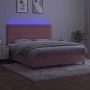Box spring bed with mattress and LED pink velvet 180x200 cm by , Beds and slatted bases - Ref: Foro24-3136202, Price: 572,26 ...