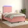 Box spring bed with mattress and LED pink velvet 120x200 cm by , Beds and slatted bases - Ref: Foro24-3136178, Price: 400,79 ...