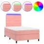 Box spring bed with mattress and LED pink velvet 120x200 cm by , Beds and slatted bases - Ref: Foro24-3136178, Price: 400,79 ...