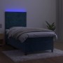 Box spring bed with mattress and LED dark blue velvet 90x190 cm by , Beds and slatted bases - Ref: Foro24-3136159, Price: 335...