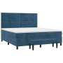 Cama box spring con colchón terciopelo azul oscuro 180x200 cm