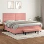 Box spring bed with pink velvet mattress 200x200 cm by , Beds and slatted bases - Ref: Foro24-3137928, Price: 683,26 €, Disco...