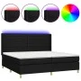 Box spring bed mattress and LED lights black fabric 200x200 cm by , Beds and slatted bases - Ref: Foro24-3138983, Price: 655,...