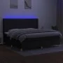 Box spring bed mattress and LED lights black fabric 200x200 cm by , Beds and slatted bases - Ref: Foro24-3138983, Price: 655,...