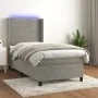 Box spring bed with mattress and LED light gray velvet 90x200 cm by , Beds and slatted bases - Ref: Foro24-3139601, Price: 30...