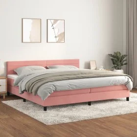 Box spring bed with pink velvet mattress 200x200 cm by , Beds and slatted bases - Ref: Foro24-3141388, Price: 518,76 €, Disco...
