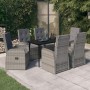 Juego de comedor de jardín 7 piezas con cojines gris