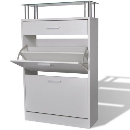 Schuhschrank mit Schublade und weißer Glasablage von , Schuhregale und Schuhorganisatoren - Ref: Foro24-241244, Preis: 111,83...