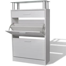 Shoe cabinet with drawer and white glass top shelf by , Shoe racks and shoe organizers - Ref: Foro24-241244, Price: 109,21 €,...