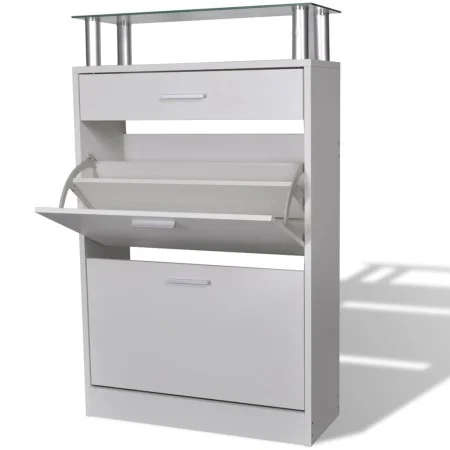 Shoe cabinet with drawer and white glass top shelf by , Shoe racks and shoe organizers - Ref: Foro24-241244, Price: 109,21 €,...