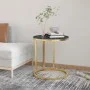 Black and gold marble tempered glass side table 45 cm by , Side tables - Ref: Foro24-331663, Price: 60,03 €, Discount: %